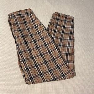 High rise plaid pants